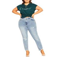 City Chic JEAN THIGH SPLIT Light Denim Light Denim
