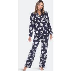 Elastane/Lycra/Spandex Pajamas White Mark 13686-22-L Long Sleeve Floral Pajama Set