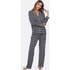 Elastane/Lycra/Spandex - Women Pajamas White Mark Womens Long Sleeve Heart Print Pajama Set