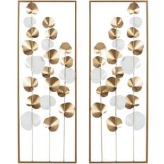 Deco 79 Metal Leaf Tall Cut-Out Gold Wall Decor 12x33.5" 2