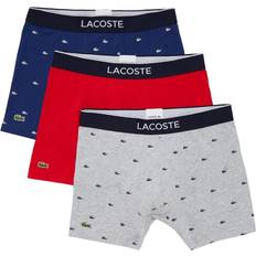 Boxers - Men Men's Underwear Lacoste Men’s Branded Waist Long Stretch Boxer Brief 3-pack - Navy Blue/Grey Chine/Red