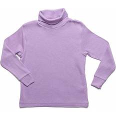 Long Sleeves Turtlenecks Children's Clothing Leveret Cotton Classic Turtleneck Shirts - Purple