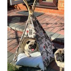 Pawhut Portable Pet Teepee Tent Foldable Cat Bed w/ Washable Cushion