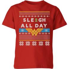 Kid's Wonder Woman 'Sleigh All Day Christmas T-shirt - Red
