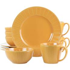 Orange Dinner Sets Gibson Home Cairo Sunset 12-Piece Ceramic Dinnerware Set, Orange Dinner Set