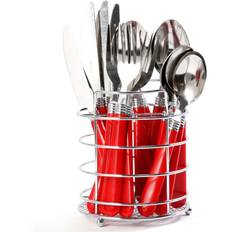 Red Cutlery Gibson 53529.16 Sensations II Plastic Handle Flatware, Red 16 Piece Cutlery Set