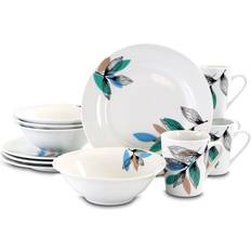 12 piece dinner set Gibson Home Round Fine Ceramic Dinnerware Set, 12 piece Dinner Set