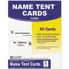 Camping & Outdoor C-Line Inkjet/Laser Name Tent, 8-1/2" x 11" White, 50 Cards/Pack