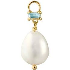 Guldbelagt charm med Perle og Topas