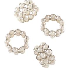 Beige Napkin Rings Saro Lifestyle Pearl Beaded Napkin Ring 1.5" 4