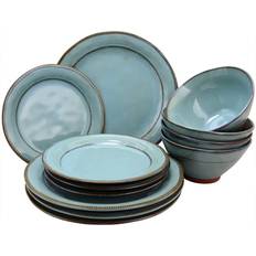 12 piece dinner set Laurie Gates Terranea 12-Piece Dinnerware Set, Teal Dinner Set 12