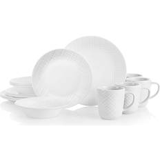 Corelle Linen Weave 16-piece Dinnerware Set, Service for 4 Dinner Set 16pcs