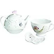 Lenox Butterfly Meadow Individual & Lid w/Cup & Tea Bag Holder Teapot