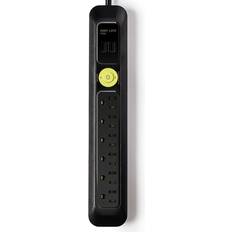 Electrical Accessories Easylife Tech 6-Outlet 2 USB Power Strip Surge Protector Black