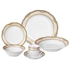 24 piece dinner set Lorren Home Trends Isabella 24-Piece Dinnerware Set Gold Gold 24 Dinner Set 4