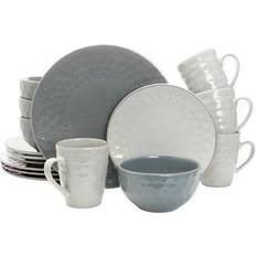 Kitchen Accessories Elama EL-TAHITIANPEARL Tahitian Stoneware Dinnerware Set, Slate & Stone Pearl 16 Piece Dinner Set