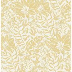 Wallpapers Brewster Foliole Peel and Stick Wallpaper Yellow