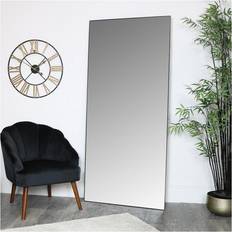 Glass Mirrors Melody Maison Large Black Thin Framed Leaner Wall Mirror 80x180cm