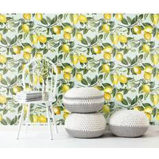 Wallpapers RoomMates RMK11656WP Lemon Zest Peel & Stick Wallpaper, Blue