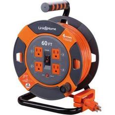 Link2Home Power Reel 60' Extension Cord with 4 Power Outlets