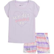 Under Armour Girl's T-shirt and Shorts Set - Purple Note Sp22