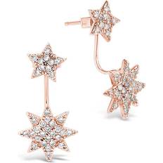 Sterling Forever 14K Rose Plated CZ Burst Jacket Earrings