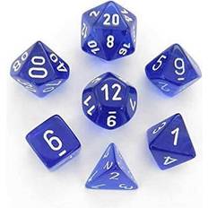 Chessex terninger Chessex Translucent – Polyhedral Blue w/white 7-Die Set