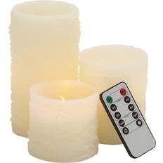 White Candles & Accessories UMA LED Remote Control Flicker Set of 3 in Off-White OFF-WHITE Candle