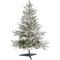 Multicolored Decorative Items Nearly Natural Flocked Manchester Spruce Artificial with Lights and Bendable Branches, 36" Christmas Tree