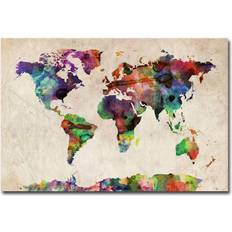 Posters ‎Trademark Global Michael Tompsett "Urban Watercolor World Map" Canvas Art, 22" x 32" Poster