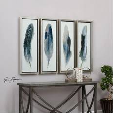 Blue Framed Art Uttermost Feathered Beauty Framed Art 12x36" 4