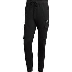 Adidas Essentials Fleece Regular Tapered Cargo Joggers - Black/White