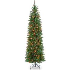 7.5 ft pre lit pencil christmas tree National Tree Company Kingswood Fir Pre-lit Pencil Green 7.5 Foot Christmas Tree