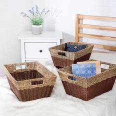 Multicolored Boxes & Baskets Honey Can Do 3-Piece Rectangle Seagrass Natural/Dark Brown Basket