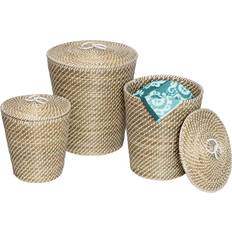 White Baskets Honey Can Do 3-Piece Tall Nested with Lids Natural, White Basket