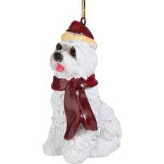 Design Toscano Christmas Ornaments Xmas Maltese Holiday Dog Ornaments Figurine