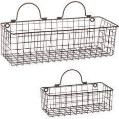 Bronze Boxes & Baskets Design Imports Farmhouse Vintage Décor, Wire Wall Basket, Assorted, Bronze, 2 Piece Basket