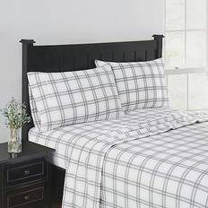 London Fog Solid Flannel Bed Sheet Grey, White (190.5x99.06cm)