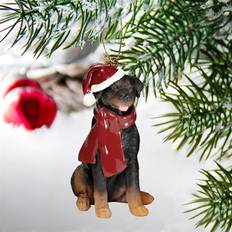 Red Figurines Design Toscano Rottweiler Holiday Dog Ornament Sculpture Figurine