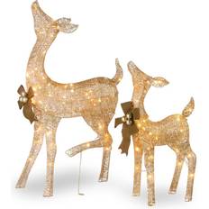 With Lighting Figurines National Tree Company Doe and Fawn Figurine 38" 2