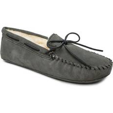 Gray - Men Moccasins Minnetonka Sheepskin Softsole - Grey