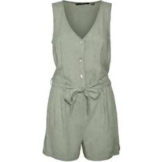 Lin Combinaisons Vero Moda Jesmilo Belted Romper - Desert Sage