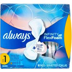 Fragrance-Free Intimate Hygiene & Menstrual Protections Always Infinity FlexFoam Size 1 Pads with Wings Unscented Regular Flow 18-pack