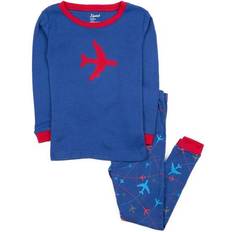 Leveret Cotton Print Pajamas - Airplane Royal Blue