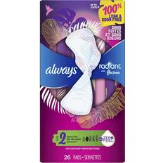 Menstrual Pads Always Radiant FlexFoam Size 2 Pads with Wings Light Clean Scent Heavy Flow 26-pack