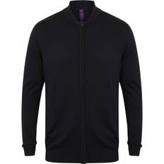 Henbury Unisex Knitted Bomber Jacket (Black)