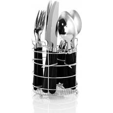 Stainless steel flatware set Gibson 53441.16 16 Piece Sensations II Plastic Handle Flatware Set, Black Cutlery Set 16