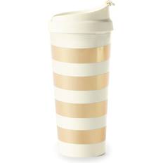 Kate Spade New York Thermal Travel Coffee Tumbler, 16 Ounces, Gold Stripe Travel Mug