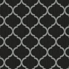 Debona Crystal Trellis Wallpaper Black Silver 8895