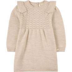 Uld Kjoler Børnetøj Little Jalo Flounce Stickad Klänning Gräddvit Off-White